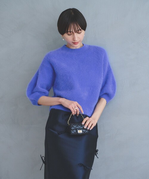 フォックスカシミヤ パフ ハーフスリーブ ニット（ニット