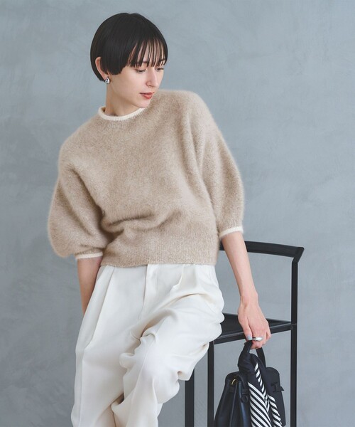 フォックスカシミヤ パフ ハーフスリーブ ニット（ニット