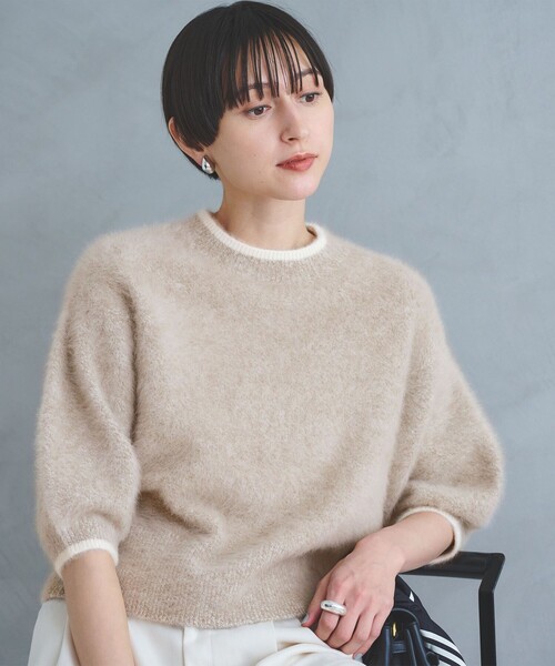 フォックスカシミヤ パフ ハーフスリーブ ニット（ニット