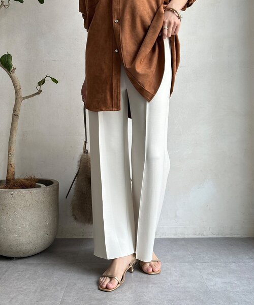DouDou(ドゥドゥ)の「【WEB限定】ダブルエアーストレートパンツ(その他パンツ・レディース・チャコールグレー/ブラック/アイボリー・38/36)」の2枚目の写真