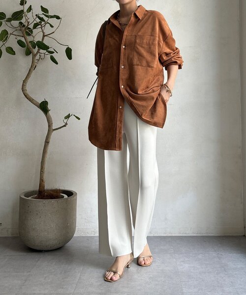 DouDou(ドゥドゥ)の「【WEB限定】ダブルエアーストレートパンツ(その他パンツ・レディース・チャコールグレー/ブラック/アイボリー・38/36)」の5枚目の写真