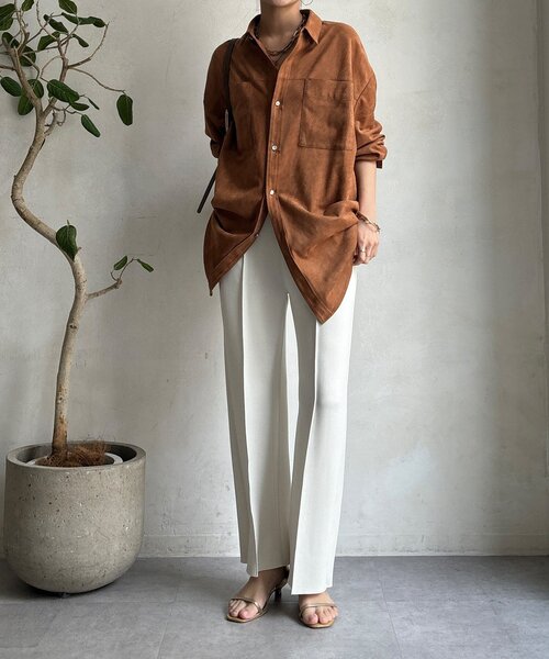 DouDou(ドゥドゥ)の「【WEB限定】ダブルエアーストレートパンツ(その他パンツ・レディース・チャコールグレー/ブラック/アイボリー・38/36)」の7枚目の写真