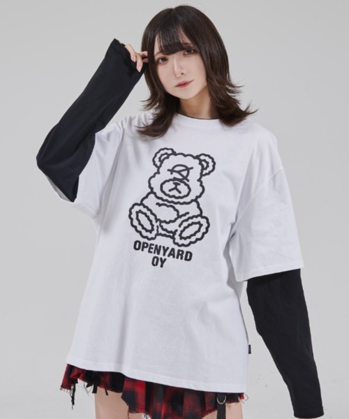 OY（オーワイ）の「『OY/オーワイ』DOLLY LAYERED L/S TEE/ドリーレイヤード長袖Tシャツ（Tシャツ/カットソー・レディース・ホワイト/ブラック・FREE）」の2枚目の写真