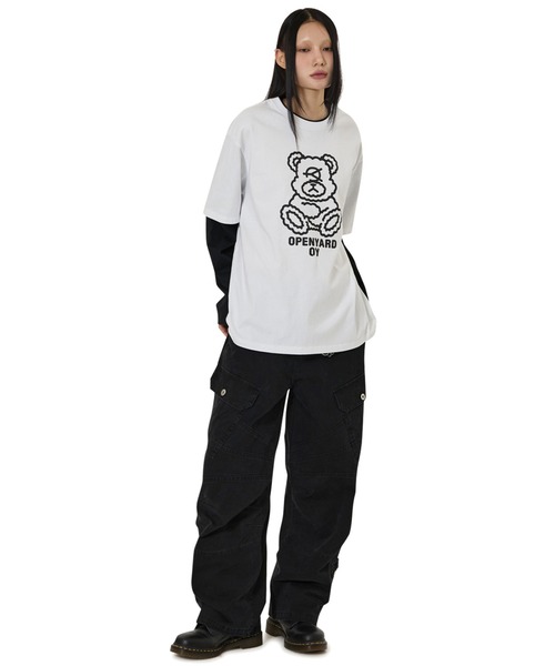 OY（オーワイ）の「『OY/オーワイ』DOLLY LAYERED L/S TEE/ドリーレイヤード長袖Tシャツ（Tシャツ/カットソー・レディース・ホワイト/ブラック・FREE）」の3枚目の写真