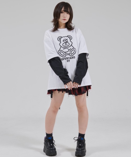 OY（オーワイ）の「『OY/オーワイ』DOLLY LAYERED L/S TEE/ドリーレイヤード長袖Tシャツ（Tシャツ/カットソー・レディース・ホワイト/ブラック・FREE）」の21枚目の写真