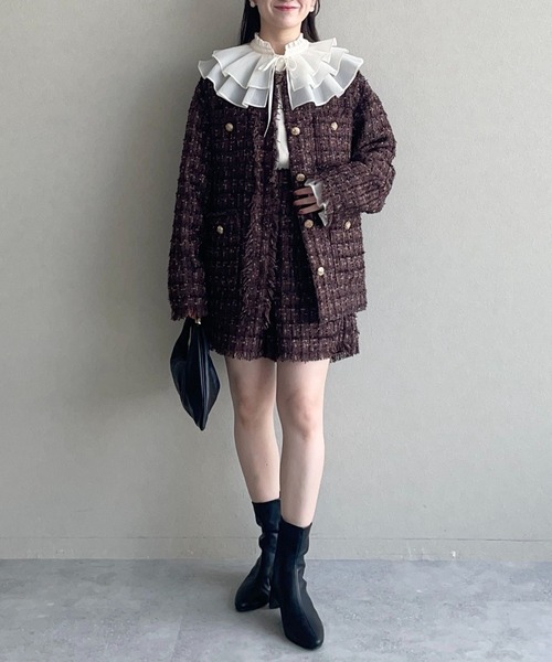 mysty woman（ミスティウーマン）の「【セットアップ着用可】ツイードショートパンツ 582500（その他パンツ・レディース・ブラック/ブラウン・FREE）」の10枚目の写真