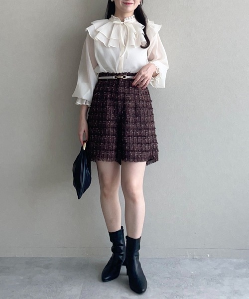 mysty woman（ミスティウーマン）の「【セットアップ着用可】ツイードショートパンツ 582500（その他パンツ・レディース・ブラック/ブラウン・FREE）」の11枚目の写真