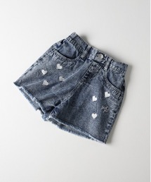 【VIVIAN BLUE】ハート刺繍デニムショートパンツ