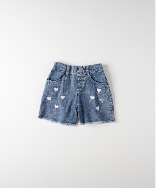 Right-on（ライトオン）の「【VIVIAN BLUE】ハート刺繍デニムショートパンツ（その他パンツ・キッズ・ネイビー/ブルー・130/140/150/160）」の4枚目の写真
