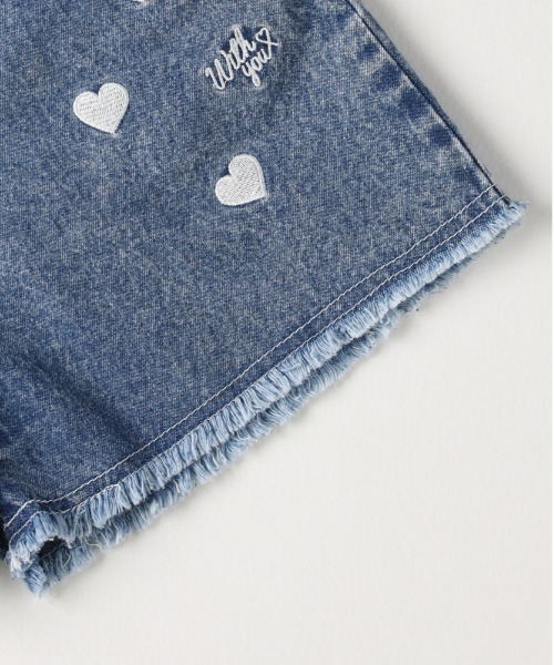 Right-on（ライトオン）の「【VIVIAN BLUE】ハート刺繍デニムショートパンツ（その他パンツ・キッズ・ネイビー/ブルー・130/140/150/160）」の9枚目の写真