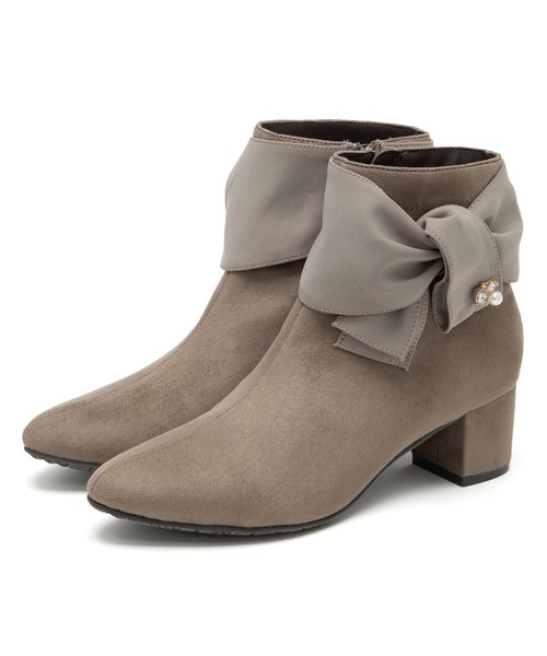 JELLY BEANS(ジェリービーンズ)の「ビジューアクセントターバンリボンショートブーツ(204-57119)JELLY BEANS(ジェリービーンズ)(ブーツ・レディース・ブラック系/ブラック/グレイッシュベージュ・S/M/L)」の6枚目の写真