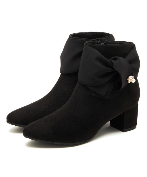JELLY BEANS(ジェリービーンズ)の「ビジューアクセントターバンリボンショートブーツ(204-57119)JELLY BEANS(ジェリービーンズ)(ブーツ・レディース・ブラック系/ブラック/グレイッシュベージュ・S/M/L)」の5枚目の写真