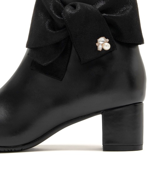 JELLY BEANS(ジェリービーンズ)の「ビジューアクセントターバンリボンショートブーツ(204-57119)JELLY BEANS(ジェリービーンズ)(ブーツ・レディース・ブラック系/ブラック/グレイッシュベージュ・S/M/L)」の8枚目の写真