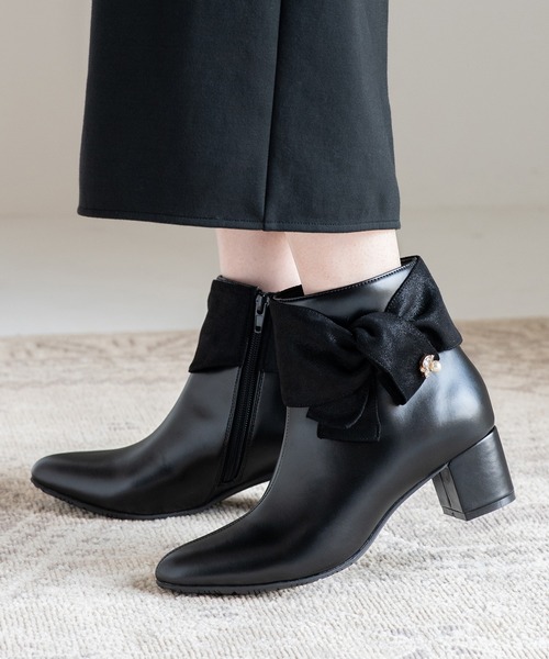 JELLY BEANS(ジェリービーンズ)の「ビジューアクセントターバンリボンショートブーツ(204-57119)JELLY BEANS(ジェリービーンズ)(ブーツ・レディース・ブラック系/ブラック/グレイッシュベージュ・S/M/L)」の13枚目の写真