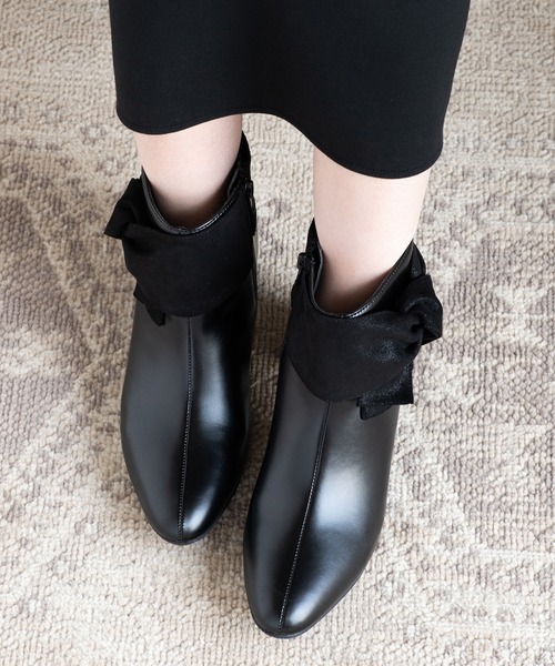 JELLY BEANS(ジェリービーンズ)の「ビジューアクセントターバンリボンショートブーツ(204-57119)JELLY BEANS(ジェリービーンズ)(ブーツ・レディース・ブラック系/ブラック/グレイッシュベージュ・S/M/L)」の14枚目の写真