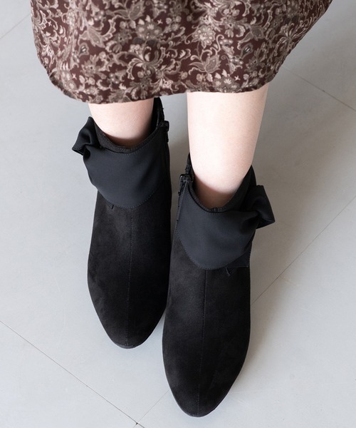 JELLY BEANS(ジェリービーンズ)の「ビジューアクセントターバンリボンショートブーツ(204-57119)JELLY BEANS(ジェリービーンズ)(ブーツ・レディース・ブラック系/ブラック/グレイッシュベージュ・S/M/L)」の17枚目の写真
