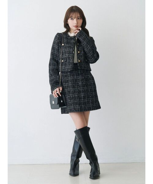 MERCURYDUO（マーキュリーデュオ）の「オリジナルツイードノーカラージャケット（ノーカラージャケット・レディース・オフホワイト/ブラック・SMALL/MEDIUM）」の3枚目の写真