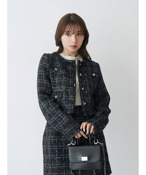 MERCURYDUO（マーキュリーデュオ）の「オリジナルツイードノーカラージャケット（ノーカラージャケット・レディース・オフホワイト/ブラック・SMALL/MEDIUM）」の4枚目の写真