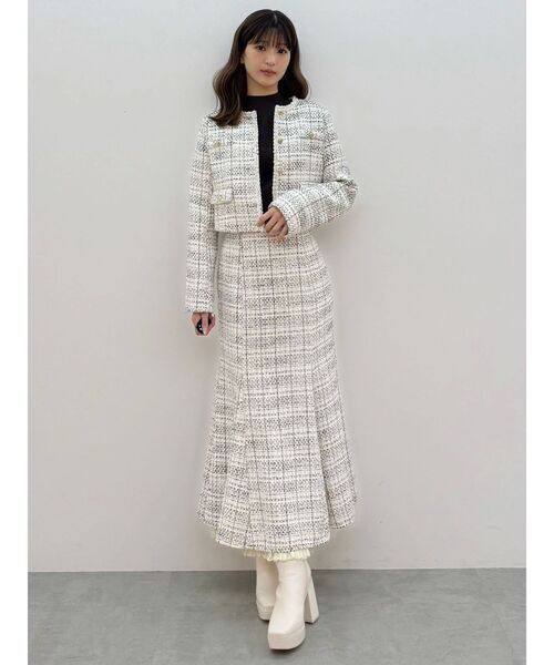 MERCURYDUO（マーキュリーデュオ）の「オリジナルツイードノーカラージャケット（ノーカラージャケット・レディース・オフホワイト/ブラック・SMALL/MEDIUM）」の9枚目の写真