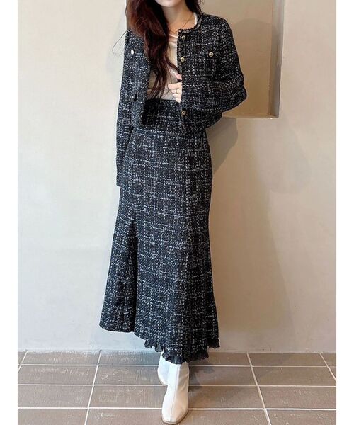 MERCURYDUO（マーキュリーデュオ）の「オリジナルツイードノーカラージャケット（ノーカラージャケット・レディース・オフホワイト/ブラック・SMALL/MEDIUM）」の11枚目の写真