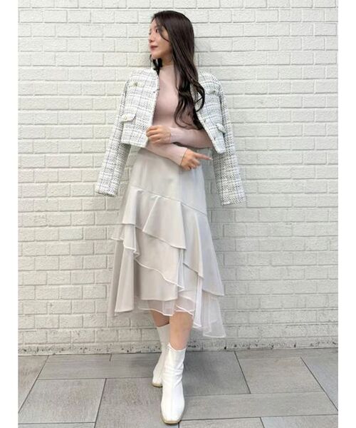 MERCURYDUO（マーキュリーデュオ）の「オリジナルツイードノーカラージャケット（ノーカラージャケット・レディース・オフホワイト/ブラック・SMALL/MEDIUM）」の12枚目の写真