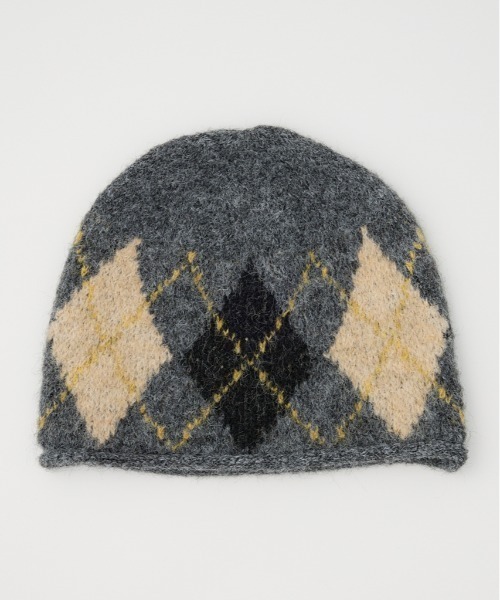 SLY（スライ）の「ARGYLE JQ KNIT BEANIE アーガイル ジャガード ニット ビーニー 秋服 冬服（ニットキャップ/ビーニー・レディース・ブラック系その他2/ブラウン系その他2/グレー系その他2・FREE）」の3枚目の写真
