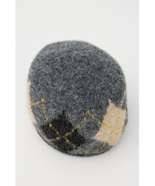 SLY（スライ）の「ARGYLE JQ KNIT BEANIE アーガイル ジャガード ニット ビーニー 秋服 冬服（ニットキャップ/ビーニー・レディース・ブラック系その他2/ブラウン系その他2/グレー系その他2・FREE）」の8枚目の写真