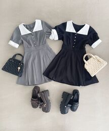 MAJESTIC LEGON | 衿配色ミニワンピース(ワンピース)