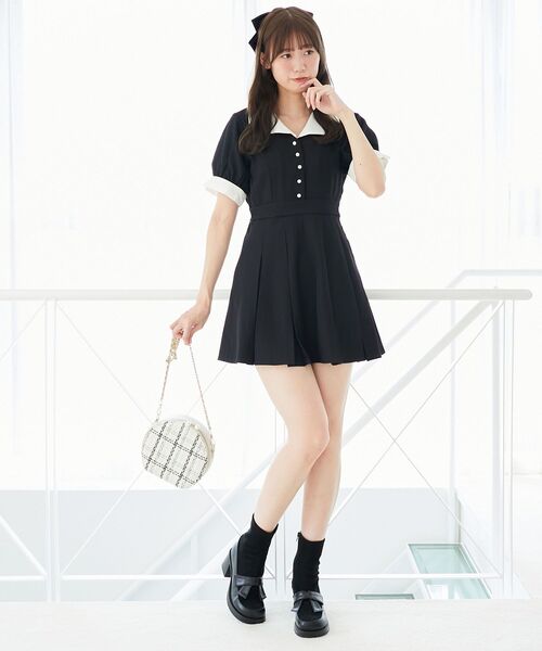 MAJESTIC LEGON(マジェスティックレゴン)の「衿配色ミニワンピース(ワンピース・レディース・ブラック/グレー・MEDIUM)」の3枚目の写真
