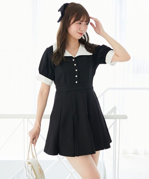 MAJESTIC LEGON(マジェスティックレゴン)の「衿配色ミニワンピース(ワンピース・レディース・ブラック/グレー・MEDIUM)」の6枚目の写真