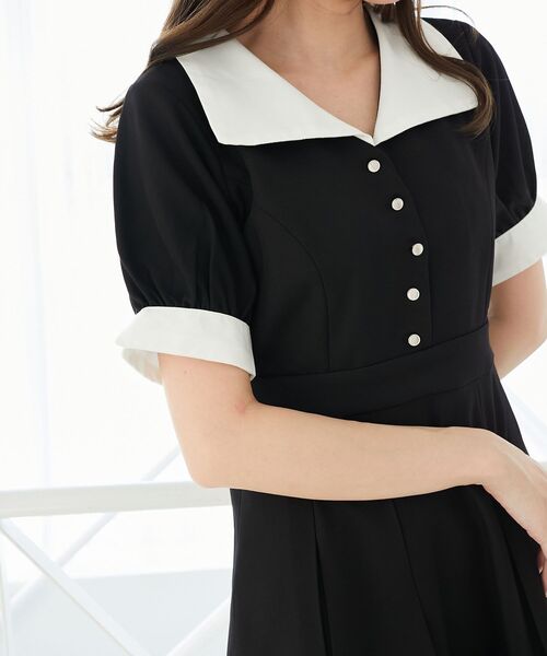 MAJESTIC LEGON(マジェスティックレゴン)の「衿配色ミニワンピース(ワンピース・レディース・ブラック/グレー・MEDIUM)」の9枚目の写真