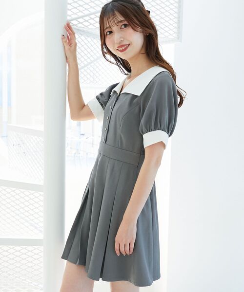 MAJESTIC LEGON(マジェスティックレゴン)の「衿配色ミニワンピース(ワンピース・レディース・ブラック/グレー・MEDIUM)」の15枚目の写真