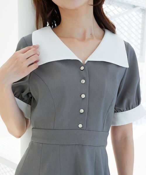 MAJESTIC LEGON(マジェスティックレゴン)の「衿配色ミニワンピース(ワンピース・レディース・ブラック/グレー・MEDIUM)」の17枚目の写真