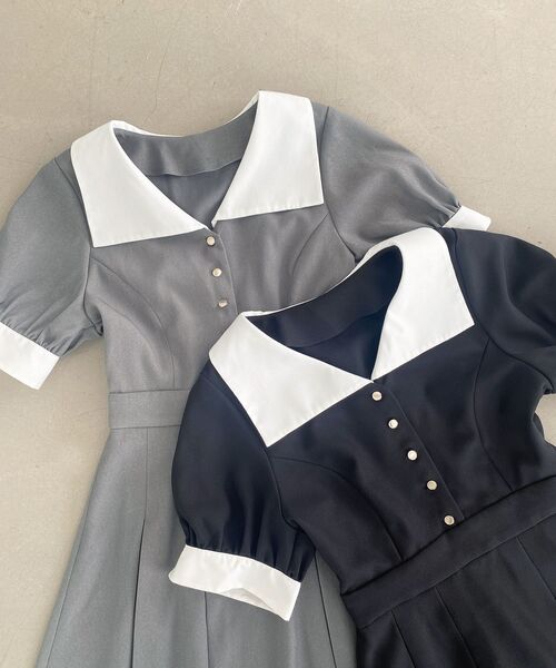 MAJESTIC LEGON(マジェスティックレゴン)の「衿配色ミニワンピース(ワンピース・レディース・ブラック/グレー・MEDIUM)」の21枚目の写真