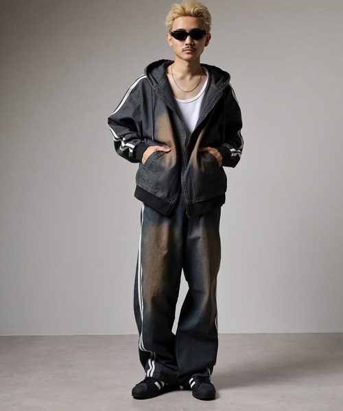 JE ダークデニムセットアップ未使用値下げ中❗️ JUNGLESTOTM 上下2点セットアップ 9.5OZ デニムサイドラインZIP