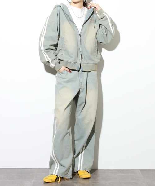 A　セットアップ セール】JUNGLESTOTM 上下2点セットアップ 9.5OZ デニムサイドライン