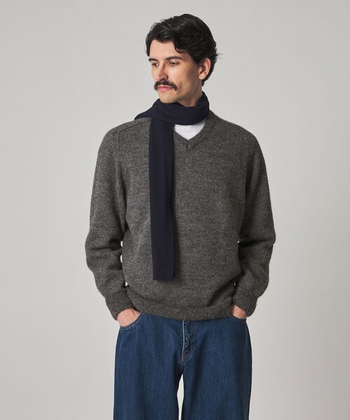 Steven Alan＞ アルパカ サドルショルダー Vネック ニット NARROW