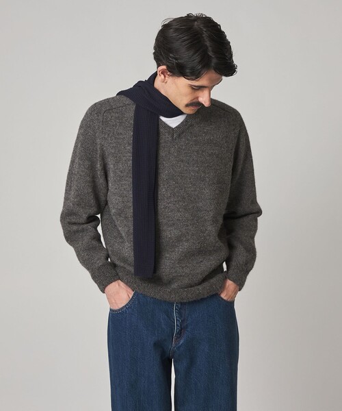 Steven Alan（スティーブンアラン）の「＜Steven Alan＞ アルパカ サドルショルダー Ｖネック ニット NARROW（ニット/セーター・メンズ・グレー/ダークブラウン・S/M/L/XL）」の6枚目の写真
