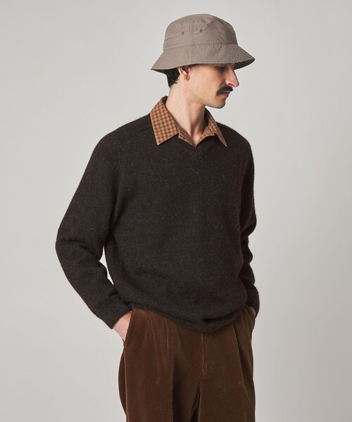 Steven Alan（スティーブンアラン）の「＜Steven Alan＞ アルパカ サドルショルダー Ｖネック ニット NARROW（ニット/セーター・メンズ・グレー/ダークブラウン・S/M/L/XL）」の9枚目の写真