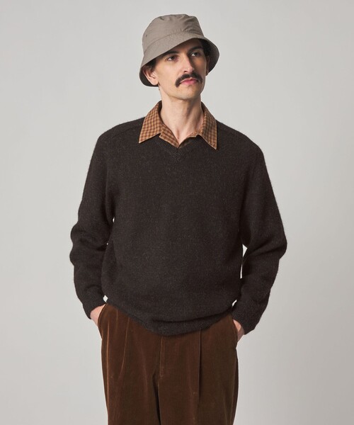 【週末まで限定価格】steven alan WOOL KNIT Steven Alan＞ アルパカ サドルショルダー Vネック ニット NARROW