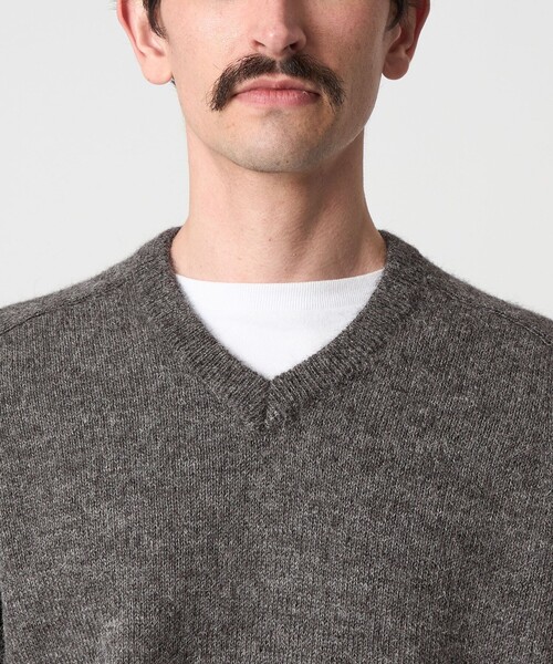 Steven Alan（スティーブンアラン）の「＜Steven Alan＞ アルパカ サドルショルダー Ｖネック ニット NARROW（ニット/セーター・メンズ・グレー/ダークブラウン・S/M/L/XL）」の15枚目の写真