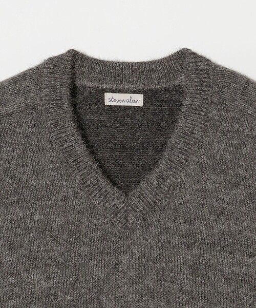 Steven Alan＞ アルパカ サドルショルダー Vネック ニット NARROW