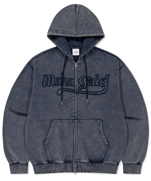 MAHAGRID(マハグリッド)の「『mahagrid/マハグリッド』WASHED CUT OFF APPLIQUE HD ZIP UP/ウォッシュドカットオフ アップリケ ジップアップパーカー(パーカー・レディース・ネイビー/ブラック/レッド・SMALL/MEDIUM/LARGE)」の1枚目の写真