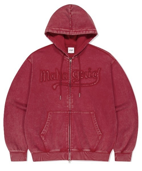 mahagrid WASHED CUT OFF APPLIQUE HD ZIP UP — худи с аппликацией, потертый кро́й