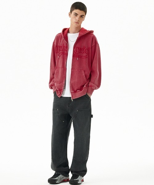MAHAGRID(マハグリッド)の「『mahagrid/マハグリッド』WASHED CUT OFF APPLIQUE HD ZIP UP/ウォッシュドカットオフ アップリケ ジップアップパーカー(パーカー・レディース・ネイビー/ブラック/レッド・SMALL/MEDIUM/LARGE)」の21枚目の写真
