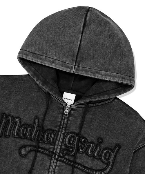 MAHAGRID(マハグリッド)の「『mahagrid/マハグリッド』WASHED CUT OFF APPLIQUE HD ZIP UP/ウォッシュドカットオフ アップリケ ジップアップパーカー(パーカー・レディース・ネイビー/ブラック/レッド・SMALL/MEDIUM/LARGE)」の10枚目の写真