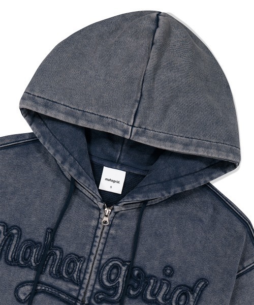 MAHAGRID(マハグリッド)の「『mahagrid/マハグリッド』WASHED CUT OFF APPLIQUE HD ZIP UP/ウォッシュドカットオフ アップリケ ジップアップパーカー(パーカー・レディース・ネイビー/ブラック/レッド・SMALL/MEDIUM/LARGE)」の18枚目の写真