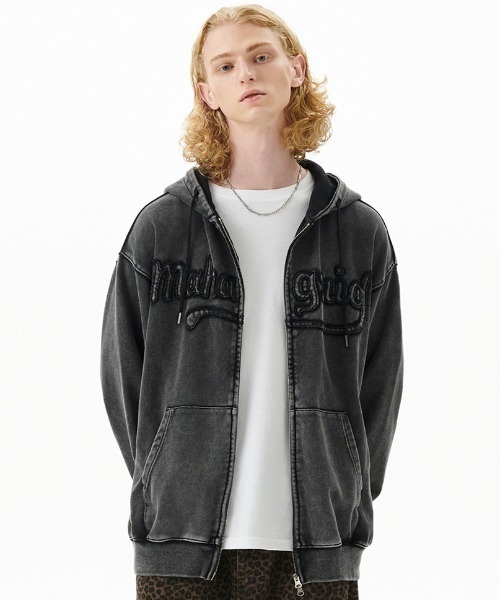 mahagrid/マハグリッド』WASHED CUT OFF APPLIQUE HD ZIP UP