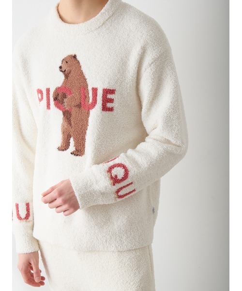 新品タグ付き　ジェラートピケ　パウダーモチーフジャガードプルオーバー　クマ　ベア HOMME】パウダーフォレストベアジャガードプルオーバー（ルームウェア