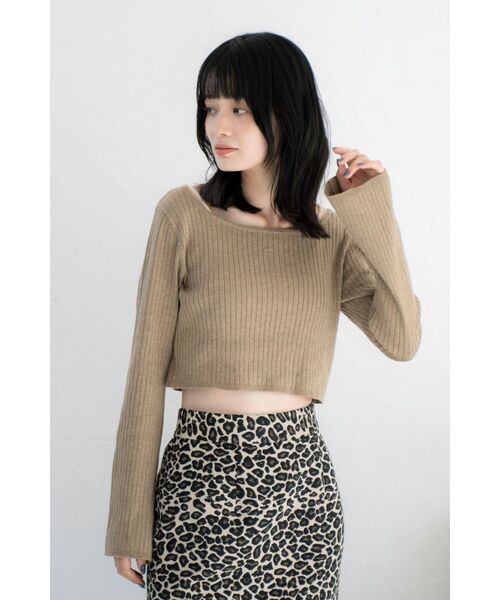 Ungrid(アングリッド)の「ボートネックショートニット(ニット/セーター・レディース・イエロー/ヘザーグレー/チャコールグレー・FREE)」の2枚目の写真